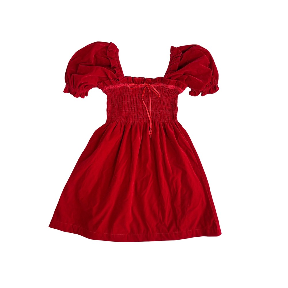 NEW Sofie The Label Enya Red‎ Velvet Smocked Babydoll Dress Size Small Coquette